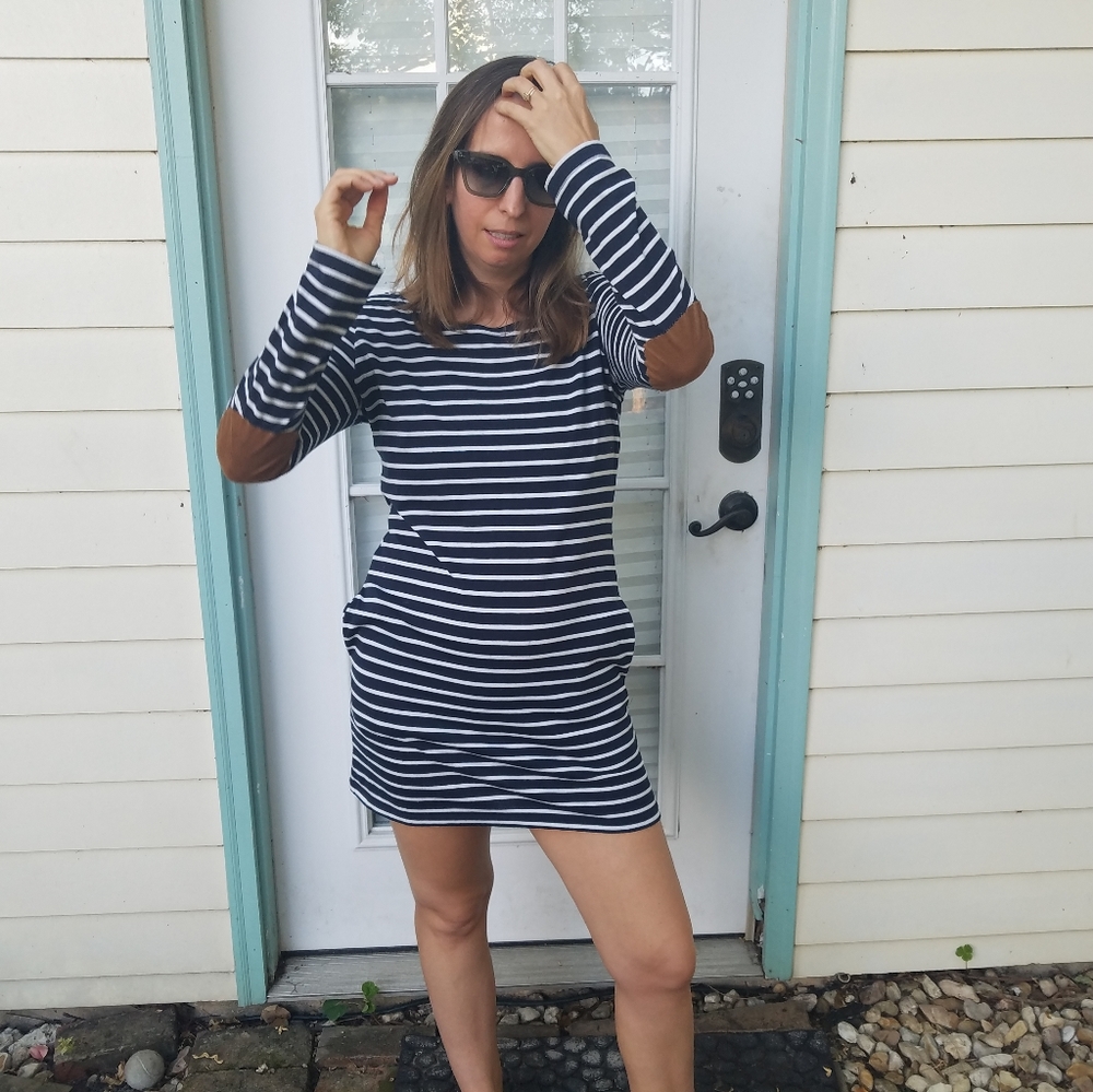 Minkpink navy and white striped dress -small - Picture 3 of 5